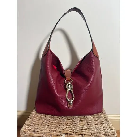 Dooney and Bourke dark Red Leather Logo Lock Pebbled leather - Picture 1 of 16